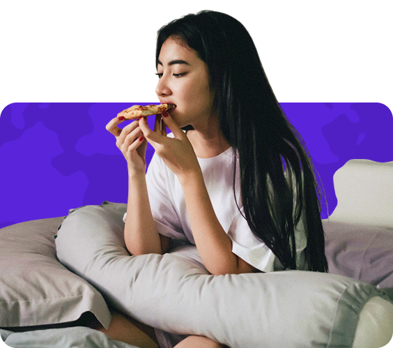 Girl eating pizza
